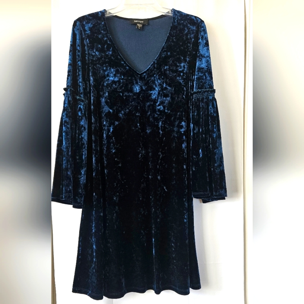 Karen Kane‎ Crushed Velvet Bell Sleeved Tunic Dress Size Medium